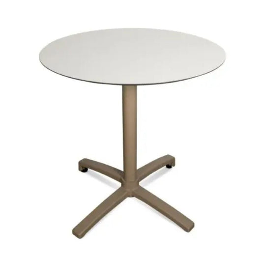 BASE Y CUBIERTA RESOL FALL 70 DIA HPL | Pie de Mesa con Cubierta HPL para Restaurante | 70 cm | Estructura Aluminio Pintado | Interior + Exterior - 05031 - Resol - NOGAL BEAT - Mesas