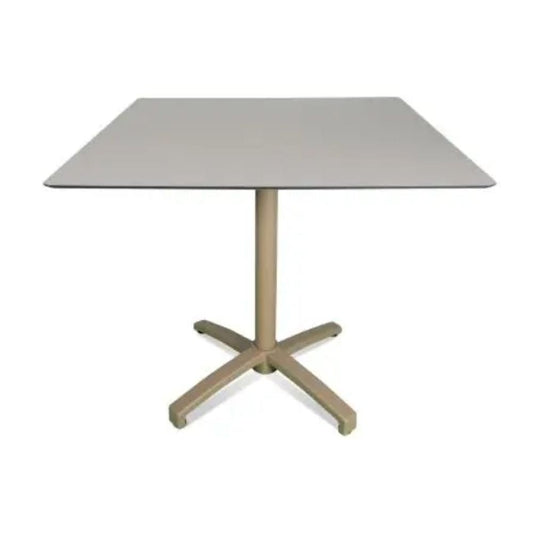 BASE Y CUBIERTA RESOL FALL 70 x 70 HPL | Pie de Mesa con Cubierta HPL para Restaurante | 70 cm | Estructura Aluminio Pintado | Interior + Exterior - 04995 - Resol - NOGAL BEAT - Mesas