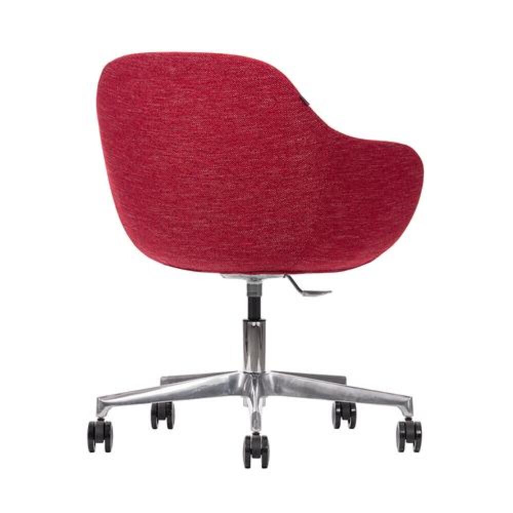 Silla secretarial metálica Bratti Kimbra con asiento tapizado y base tipo plato en acero inoxidable cepillado.