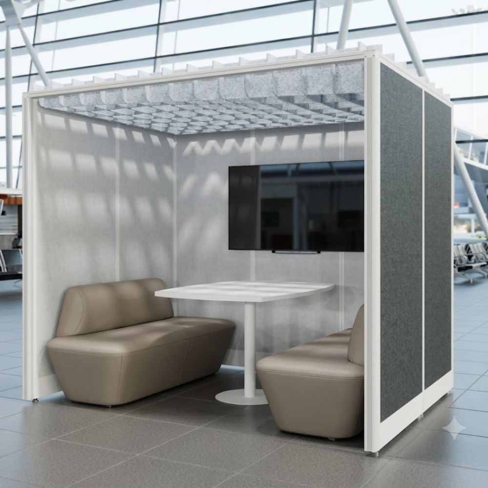 Cabina para Oficina - VERSA CABINA V60 - Fondo 230 cm - Varios Materiales - Lanzamientos - V6-CB2322M LANZAMIENTOS - VERSA - NOGAL BEAT - Panel Acústico
