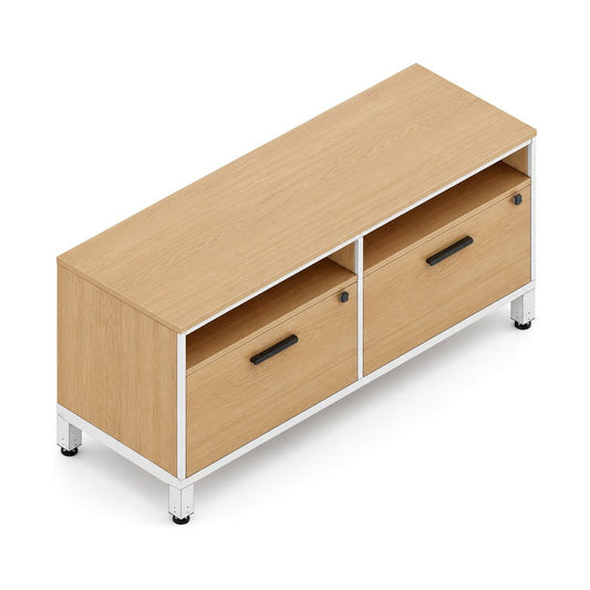 Credenza para Oficina Baja con Gavetas con Accesorios Folder - VERSA UNI - Estructura Blanco - Jaladeras Niza - CS-816M UNI - VERSA - NOGAL BEAT - Credenza