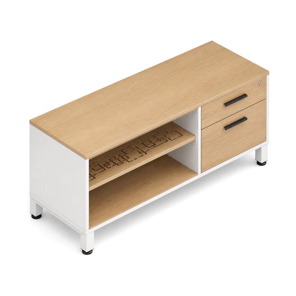 Credenza para Oficina Baja Derecha - VERSA VENTO PLUS - Varios Colores - Altura 57 cm - Entrepaño Metálico Troquelado Link con Ajuste de Altura - VP-804D VENTO PLUS - VERSA - NOGAL BEAT - Credenza