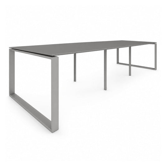 Escritorio de Oficina Bench para 6 Usuarios - VERSA AXIO - Blanco/Gris - Frente 360 cm - Riel Central en Aluminio - AO-721 - VERSA - NOGAL BEAT - Escritorio de Oficina