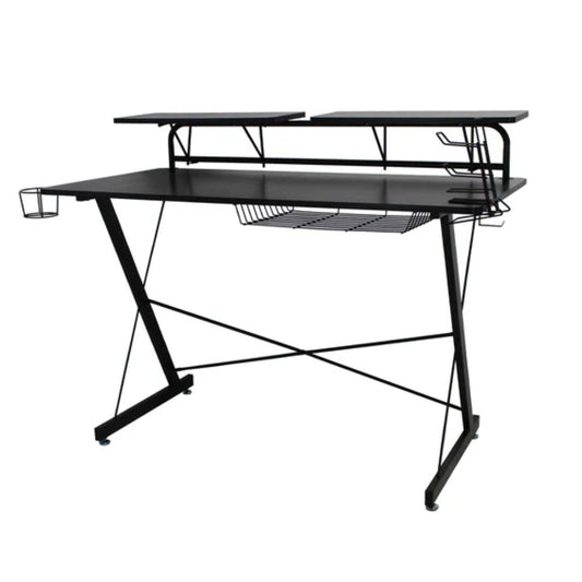 ESCRITORIO KINGSTRONG NOVA 120X60 MOB - 282 ESCR0903187 | Escritorio Ocasional Zonas de Estudio | Repisas Móviles Rejilla en la Parte Inferior Base Metal | Negro | Madera | Interior - ESCR0903187 - Mundo In - NOGAL BEAT - Escritorio
