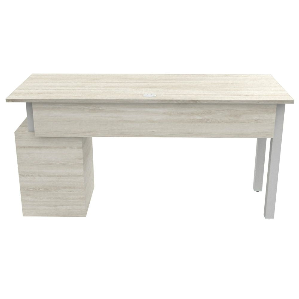 ESCRITORIO OFIK AREZZO 960 | Escritorio Con Archivero Mod.134 | Estructura Tubular Acero | Madera Estándar | Archivero | Jaladera Acero | Regatón Nivelador | Interior - 960 - OFIK - NOGAL BEAT - Escritorio