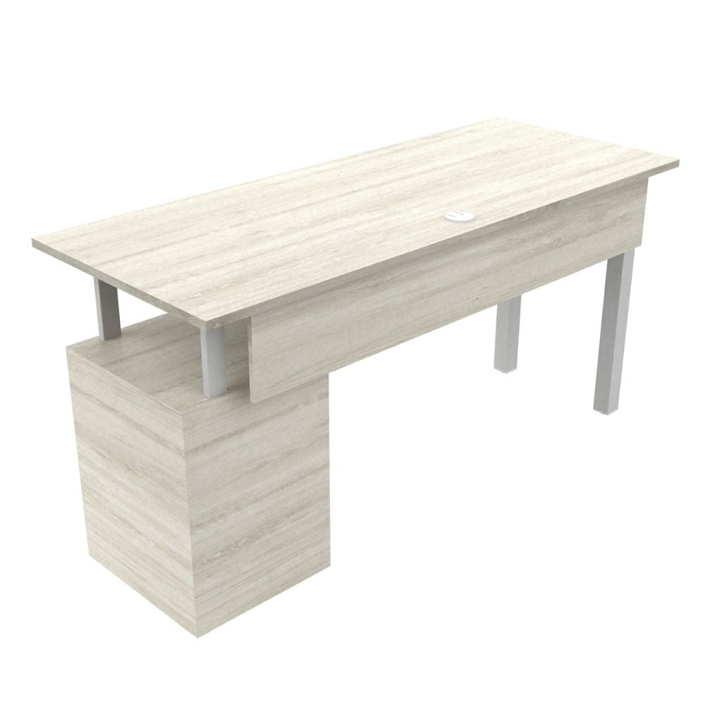 ESCRITORIO OFIK AREZZO 960 | Escritorio Con Archivero Mod.134 | Estructura Tubular Acero | Madera Estándar | Archivero | Jaladera Acero | Regatón Nivelador | Interior - 960 - OFIK - NOGAL BEAT - Escritorio