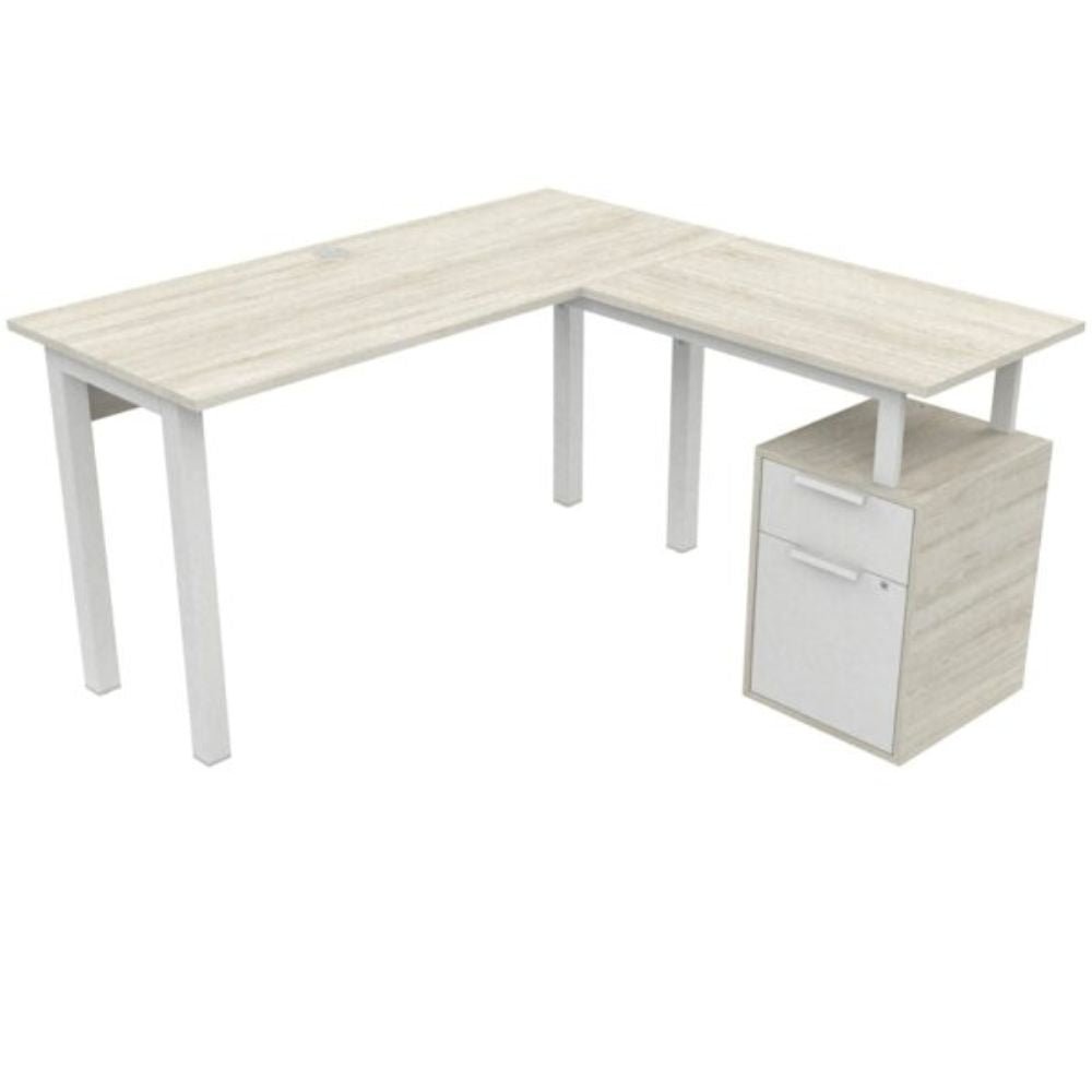 Escritorio de oficina OFIK MOD 1020 con archivero, estructura de acero y madera