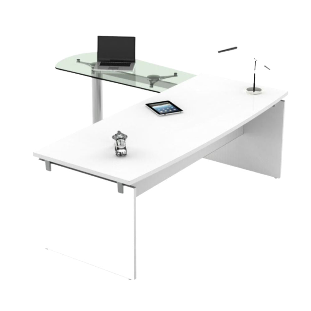 Escritorio para Laboratorio - OFIK 238 Vittra 846 - Cubierta en Madera / Cristal y Estructura en Acero - 238 - OFIK - NOGAL BEAT - Escritorio