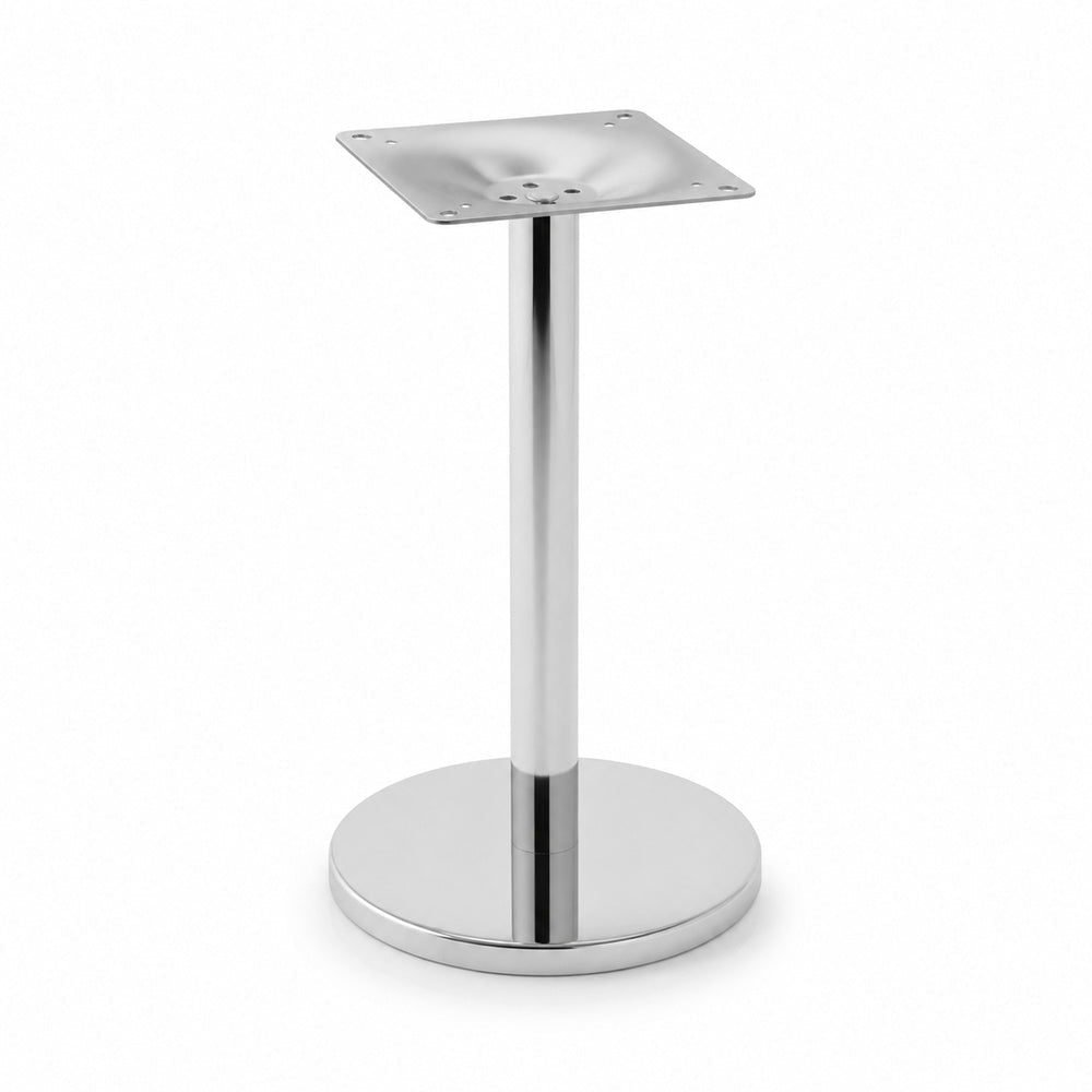 Estructura Baja para Mesa - VERSA STYLE BASE SORRENTO - Pedestal Base de Plato de Acero Inoxidable Acabado Pulido - AL-ST100 - VERSA - NOGAL BEAT - Estructura para Mesa