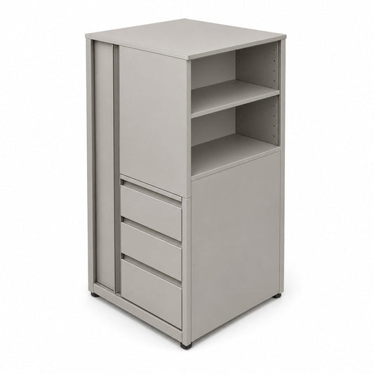 Librero a Piso Cuerpo Metálico para Despacho - GEBESA ARKA - Altura 140 cm - Mano Derecha - GEA462140R - GEBESA - NOGAL BEAT - Librero