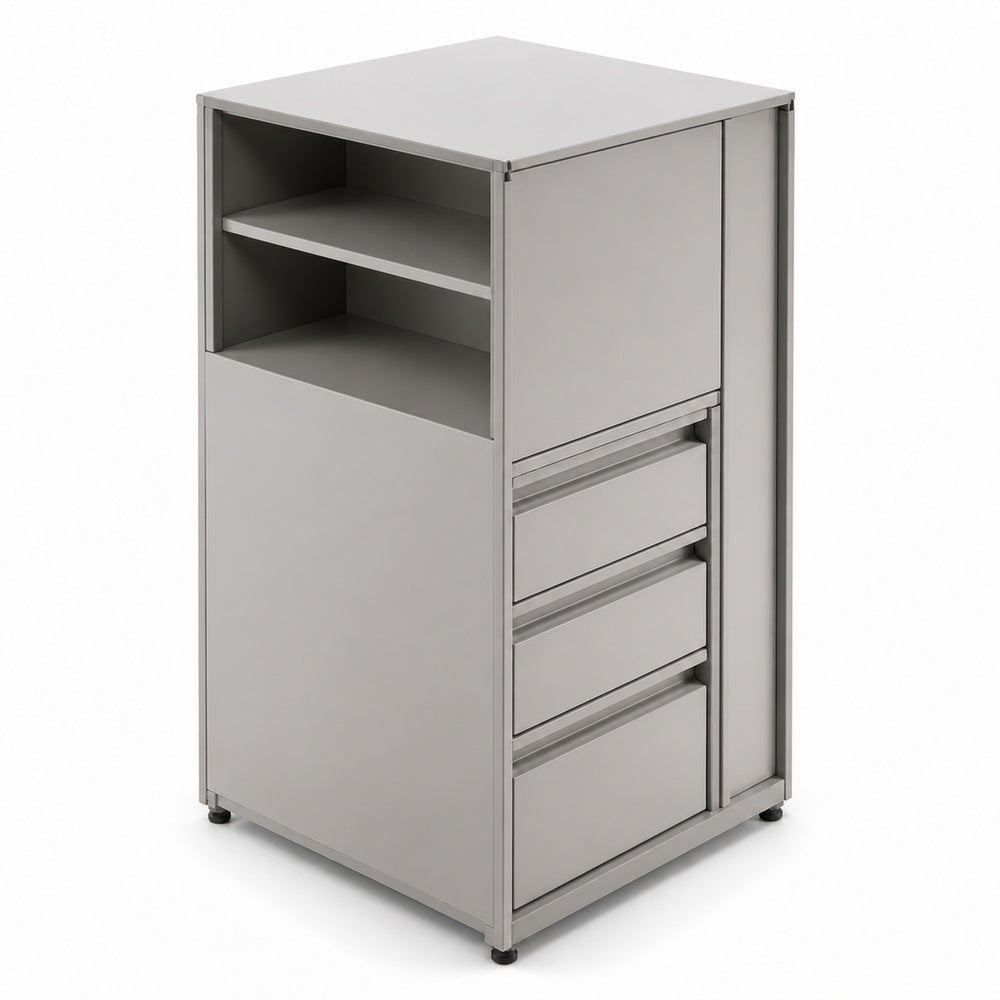 Librero a Piso Cuerpo Metálico para Oficina - GEBESA ARKA - Altura 115 cm - Mano Izquierda - GEA462115L - GEBESA - NOGAL BEAT - Librero