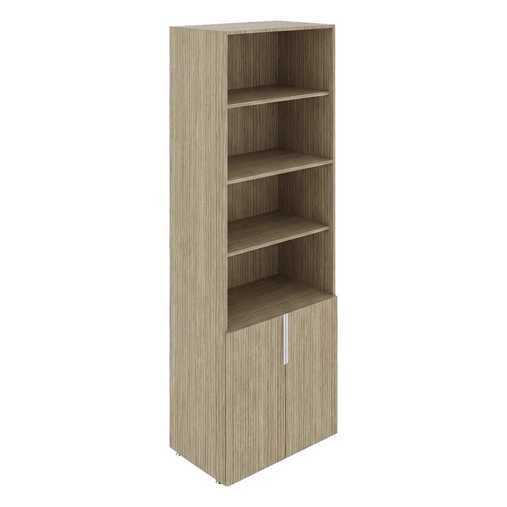 Librero Alto con Puertas Inferiores para Área Administrativa - GEBESA BENTO - Frente 75 cm - Altura 215 cm - Cuerpo de Aglomerado - GCB460215 - GEBESA - NOGAL BEAT - Librero