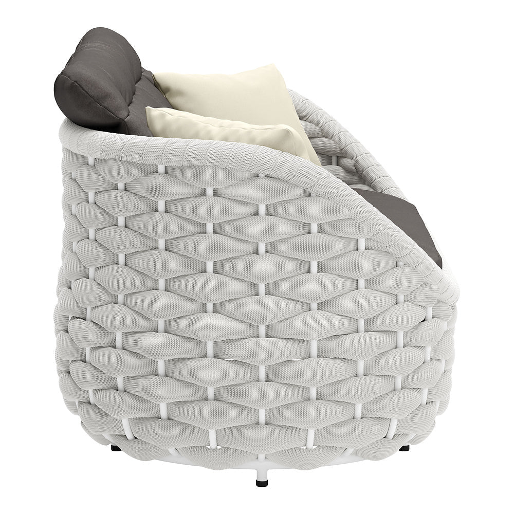 Love Seat de Terraza para Cafetería 2 Plazas - ZUO CORAL REEF - Gris - Asiento y Respaldo Tapizados con Tela para Exterior - 704026 - Zuo - NOGAL BEAT - Sofá de Terraza