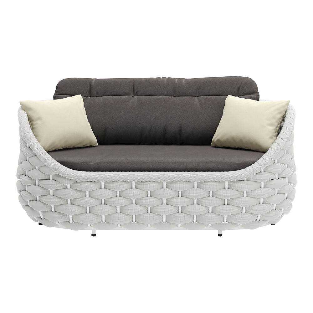 Love Seat de Terraza para Cafetería 2 Plazas - ZUO CORAL REEF - Gris - Asiento y Respaldo Tapizados con Tela para Exterior - 704026 - Zuo - NOGAL BEAT - Sofá de Terraza