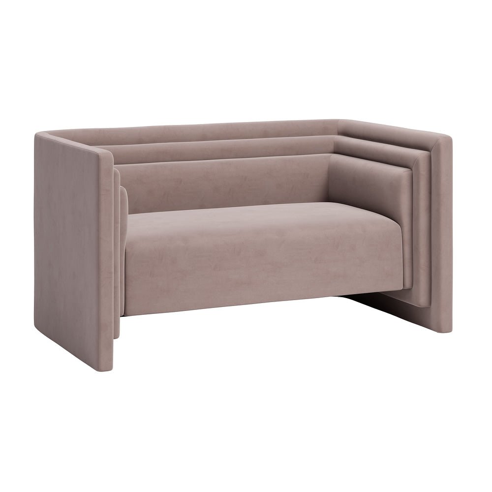Love Seat para Área de Descanso 2 Plazas - ZUO TRIPPEL - Taupe - Asiento y Respaldo Tapizados en Tela Tipo Terciopelo - 110306 - Zuo - NOGAL BEAT - Sillón Ocasional