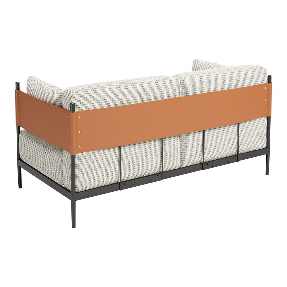 Love Seat para Salón de Belleza 2 Plazas - ZUO STIRBE - Gris - Asiento y Respaldo Tapizados en Piel Sintética - 110345 - Zuo - NOGAL BEAT - Sillón Ocasional