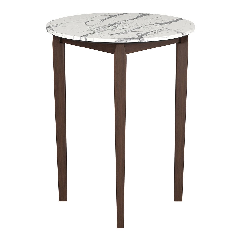 Mesa Alta para Bar - ZUO VERNON - Blanco - Cubierta de Piedra HPL Símil Mármol y Estructura de Madera de Hule - 110089 - Zuo - NOGAL BEAT - Mesa Comercial Interior