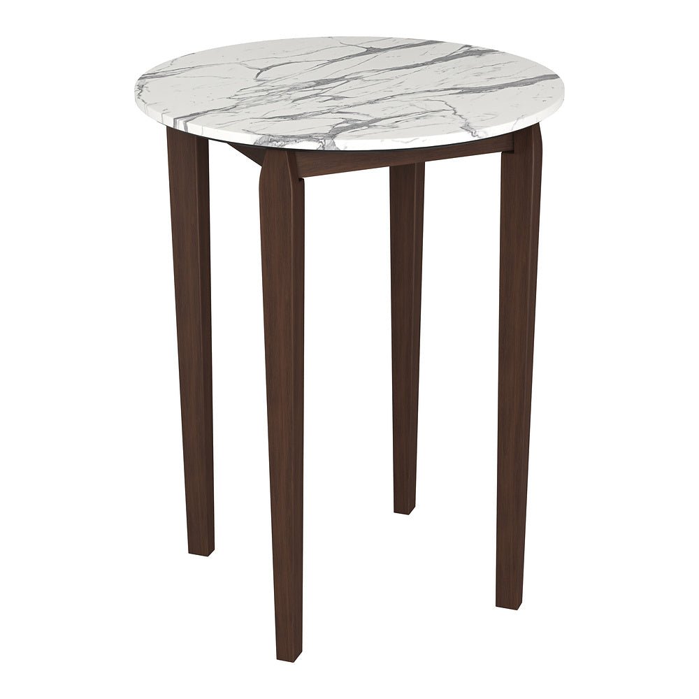 Mesa Alta para Bar - ZUO VERNON - Blanco - Cubierta de Piedra HPL Símil Mármol y Estructura de Madera de Hule - 110089 - Zuo - NOGAL BEAT - Mesa Comercial Interior