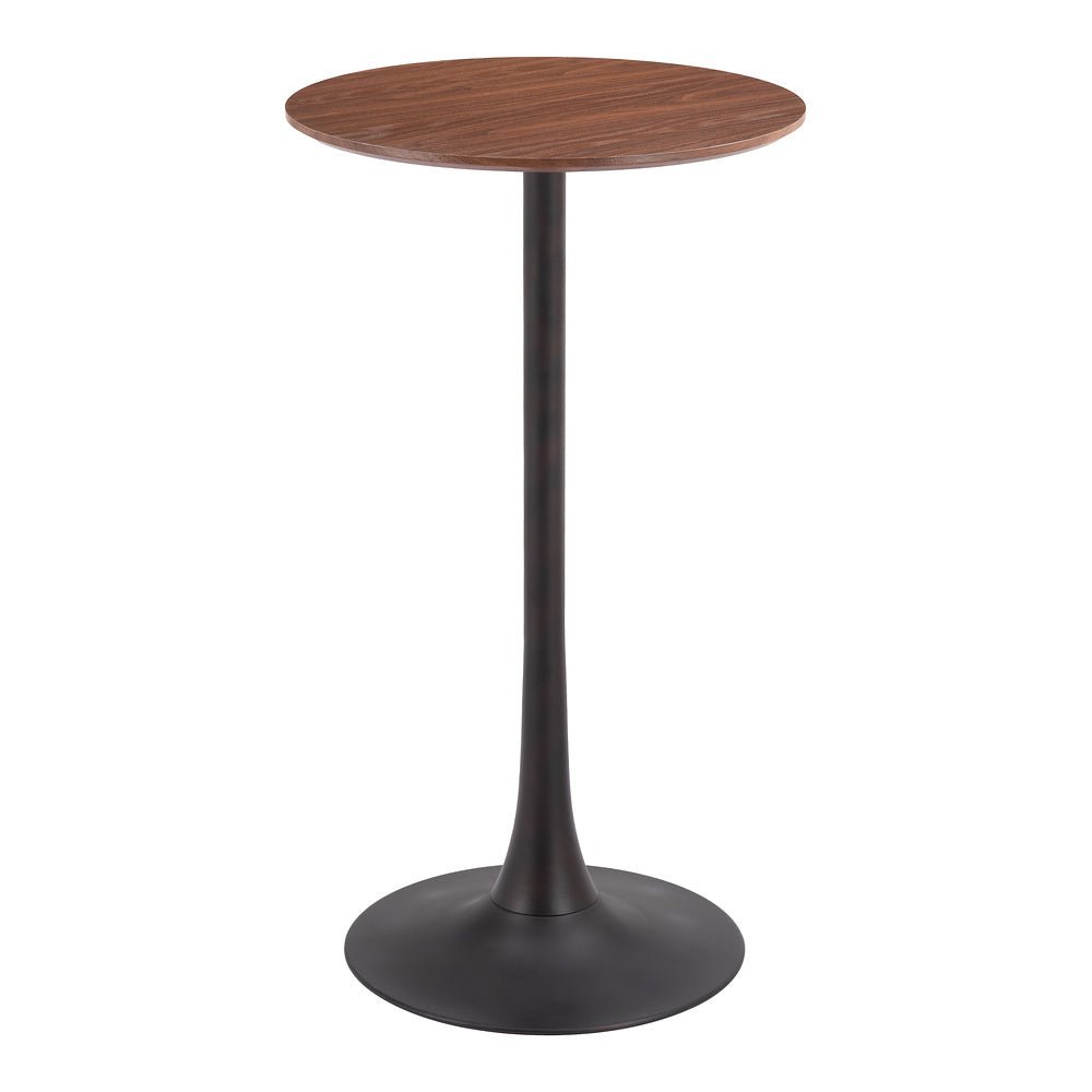 Mesa Alta para Barra de Cafetería - ZUO AURAY - Varios Colores - Cubierta de MDF Símil Madera y Estructura de Acero con Recubrimiento en Polvo - 109830 - Zuo - NOGAL BEAT - Mesa Comercial Interior