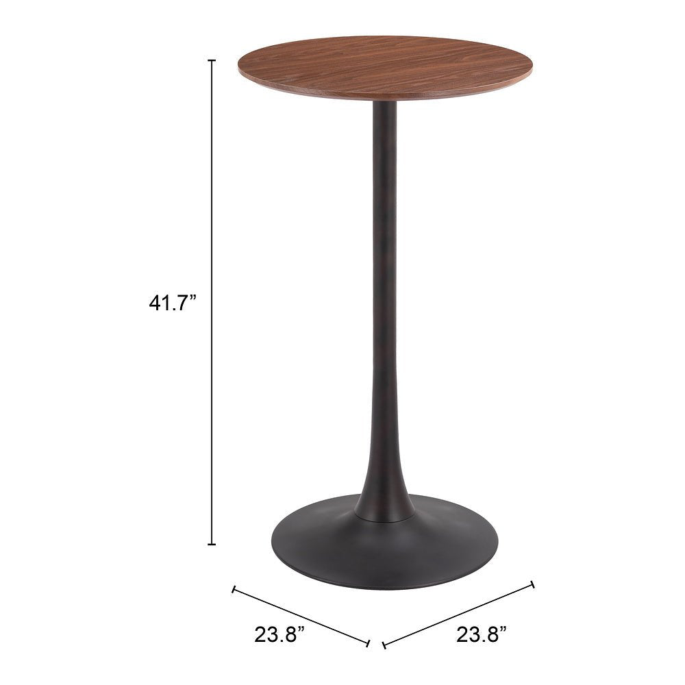 Mesa Alta para Barra de Cafetería - ZUO AURAY - Varios Colores - Cubierta de MDF Símil Madera y Estructura de Acero con Recubrimiento en Polvo - 109830 - Zuo - NOGAL BEAT - Mesa Comercial Interior