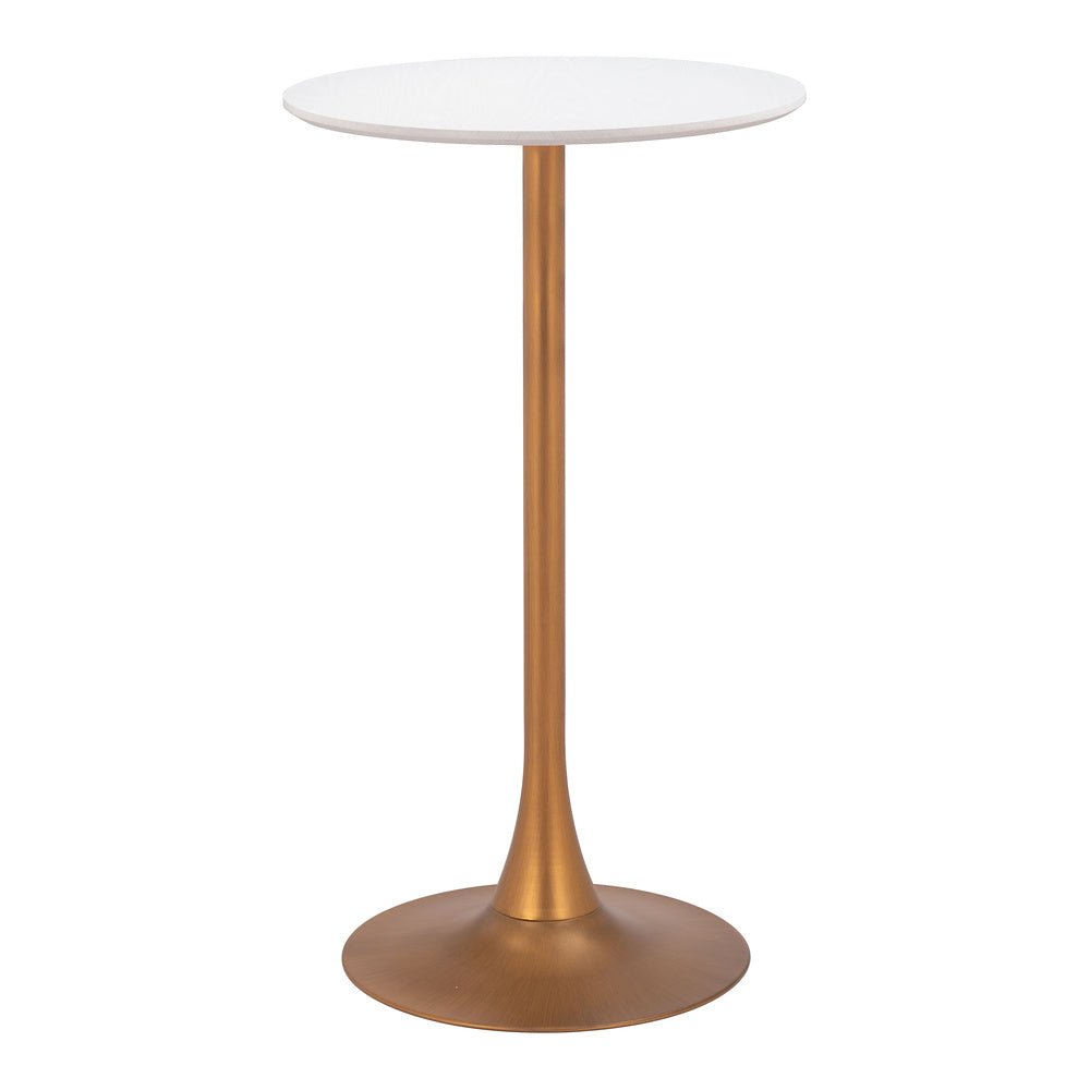 Mesa Alta para Barra de Cafetería - ZUO AURAY - Varios Colores - Cubierta de MDF Símil Madera y Estructura de Acero con Recubrimiento en Polvo - 109829 - Zuo - NOGAL BEAT - Mesa Comercial Interior