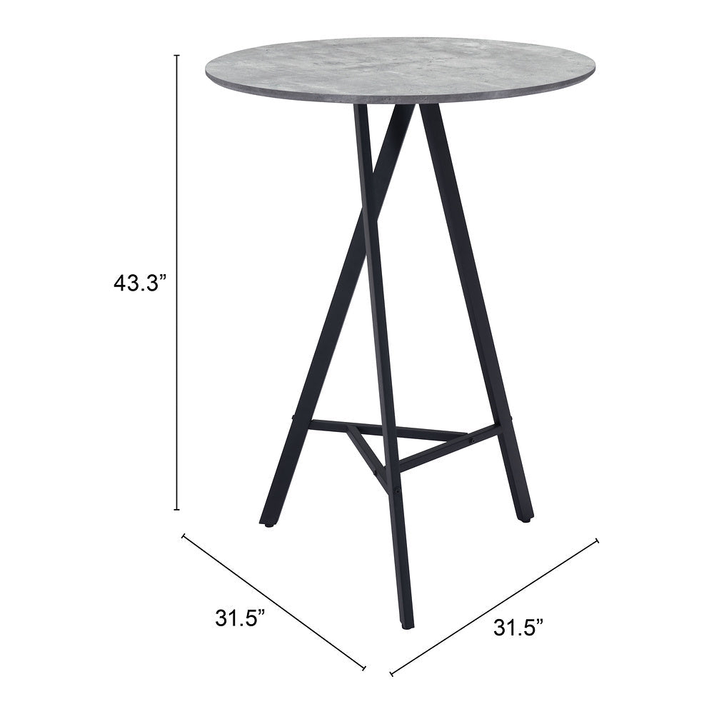 Mesa Alta para Comedor de Empresa - ZUO METZ - Gris - Cubierta de MDF Símil Concreto y Estructura de Acero con Recubrimiento en Polvo - 101881 - Zuo - NOGAL BEAT - Mesa Comercial Interior