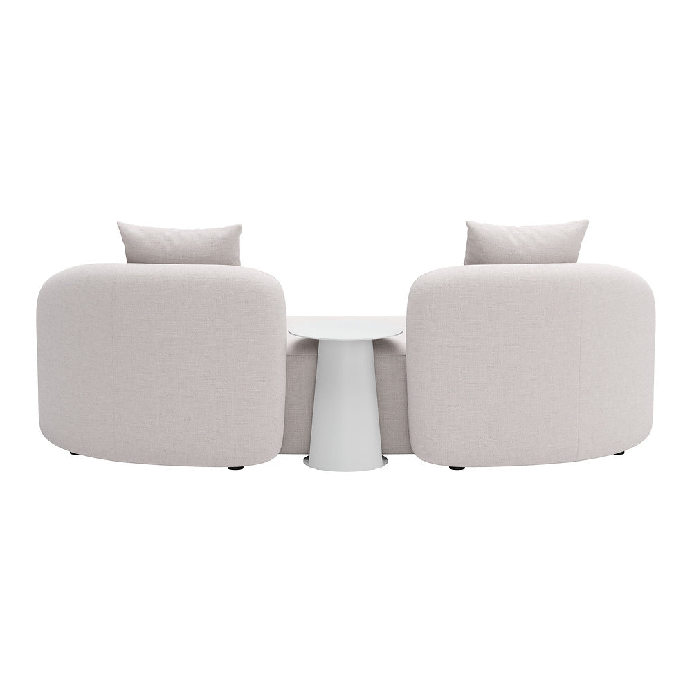 Mesa Auxiliar de Terraza para Áreas de Estar - ZUO SUNNY ISLES - Blanco - Estructura y Cubierta en Aluminio con Recubrimiento en Polvo - 704020 - Zuo - NOGAL BEAT - Mesa de Terraza