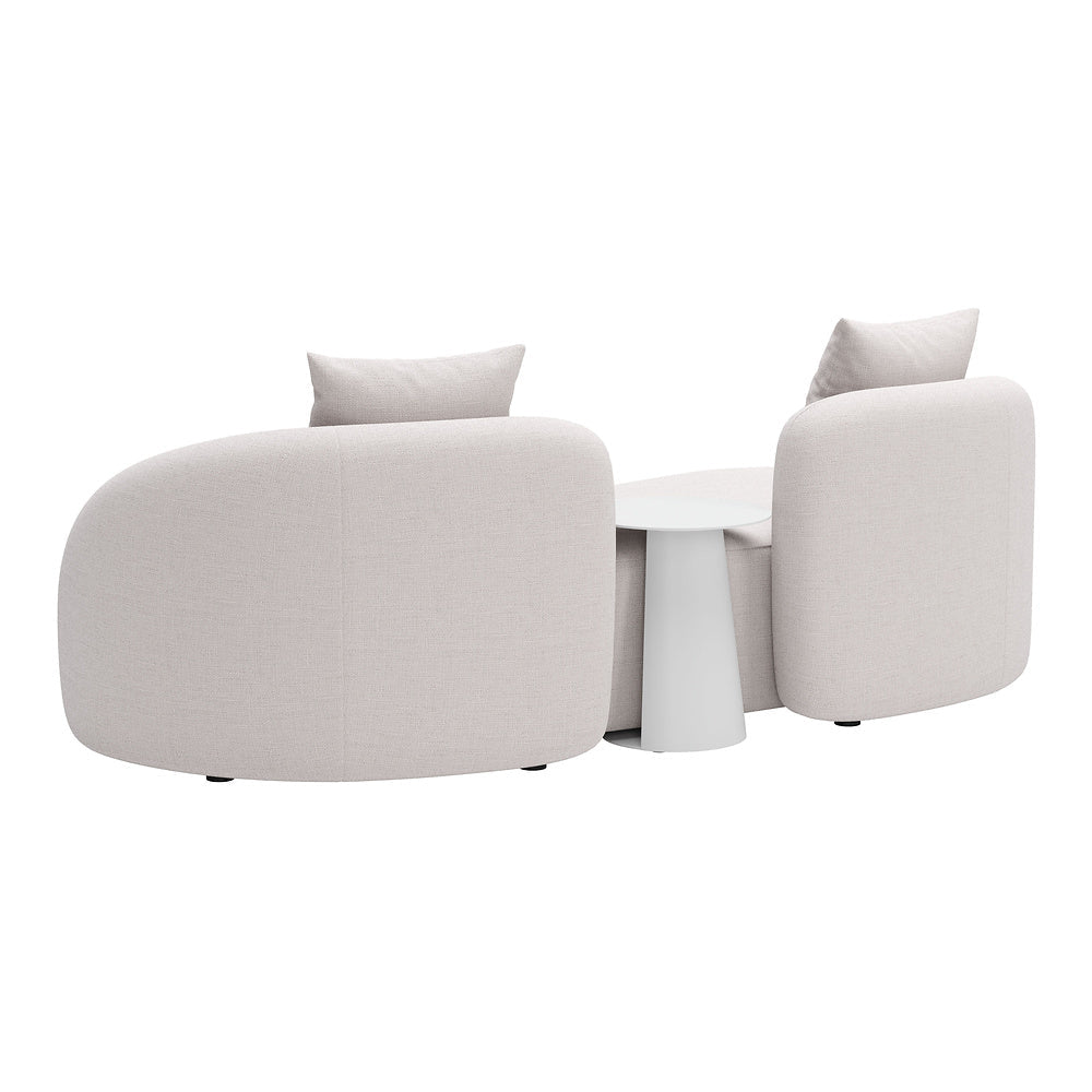 Mesa Auxiliar de Terraza para Áreas de Estar - ZUO SUNNY ISLES - Blanco - Estructura y Cubierta en Aluminio con Recubrimiento en Polvo - 704020 - Zuo - NOGAL BEAT - Mesa de Terraza