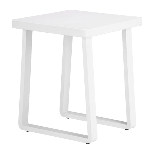 Mesa Auxiliar de Terraza para Áreas de Estar - ZUO WELT - Blanco - Cubierta de Aluminio Símil Madera y Estructura de Aluminio con Recubrimiento en Polvo - 704207 - Zuo - NOGAL BEAT - Mesa de Terraza