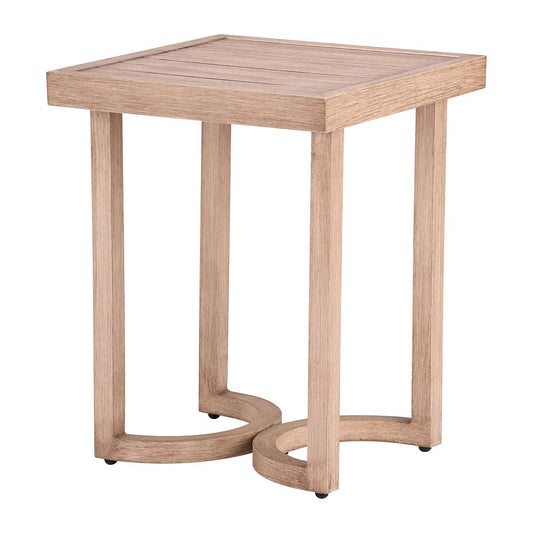 Mesa Auxiliar de Terraza para Restaurante - ZUO LETO - Café - Cubierta de Aluminio Símil Madera y Estructura de Aluminio - 704206 - Zuo - NOGAL BEAT - Mesa de Terraza