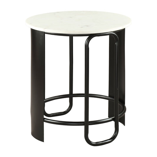 Mesa Auxiliar para Área de Descanso - ZUO OBEL - Varios Colores - Cubierta de Mármol Natural y Estructura de Acero con Recubrimiento en Polvo - 110948 - Zuo - NOGAL BEAT - Mesa Comercial Interior