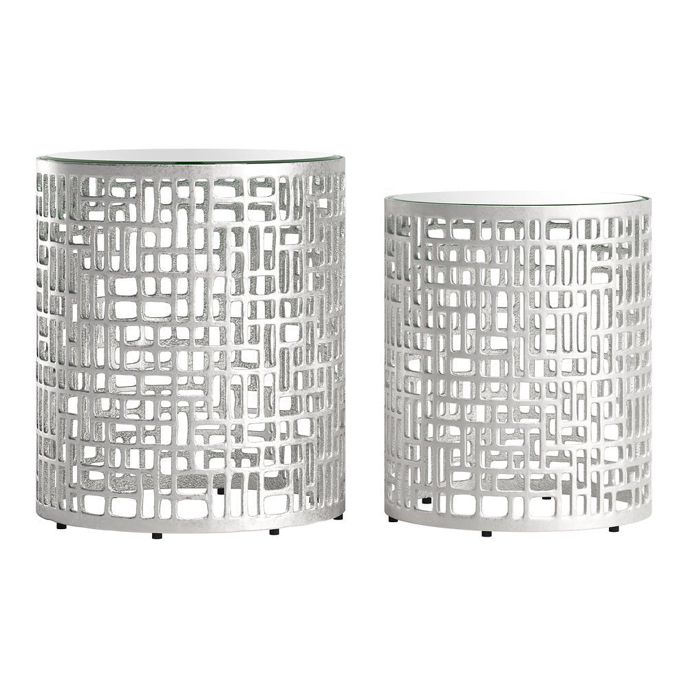 Mesa Auxiliar para Área de Descanso - ZUO REDEN - Plata - Cubierta de Espejo y Estructura de Aluminio Pintado - 110153 - Zuo - NOGAL BEAT - Mesa Comercial Interior