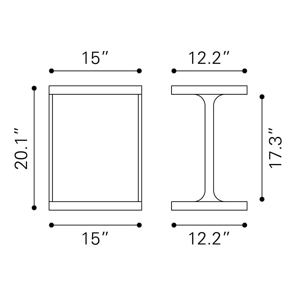 Mesa Auxiliar para Consultorio - ZUO BAMA - Negro - Cubierta de Madera de Mango Pintada y Estructura de Madera de Mango - 110251 - Zuo - NOGAL BEAT - Mesa Comercial Interior