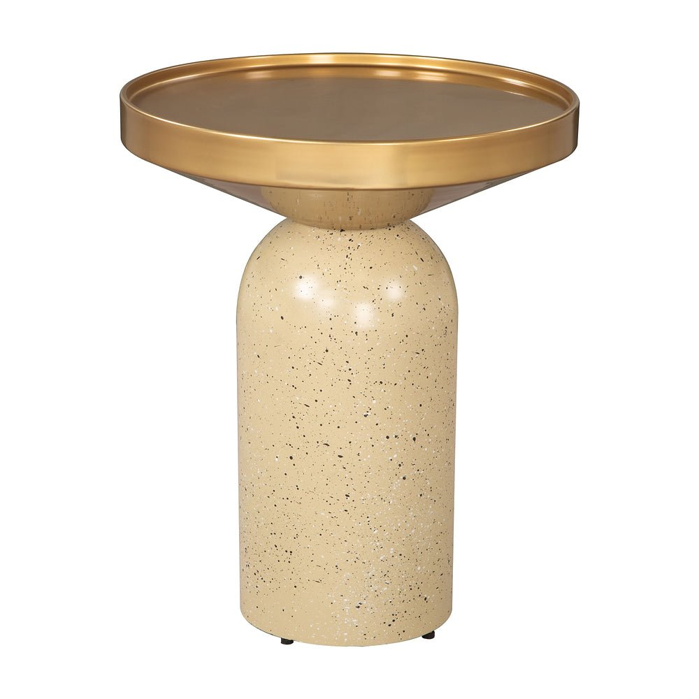 Mesa Auxiliar para Consultorio - ZUO CENDRE - Varios Colores - Cubierta de Hierro Símil Terrazo y Estructura de Hierro Electrochapado - 110145 - Zuo - NOGAL BEAT - Mesa Comercial Interior