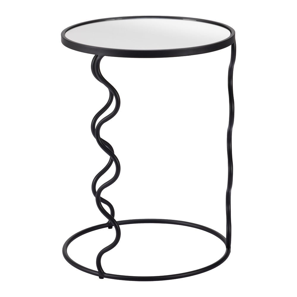 Mesa Auxiliar para Coworking - ZUO BASTIA - Negro - Cubierta de Espejo y Estructura de Acero Pintado - 109834 - Zuo - NOGAL BEAT - Mesa Comercial Interior