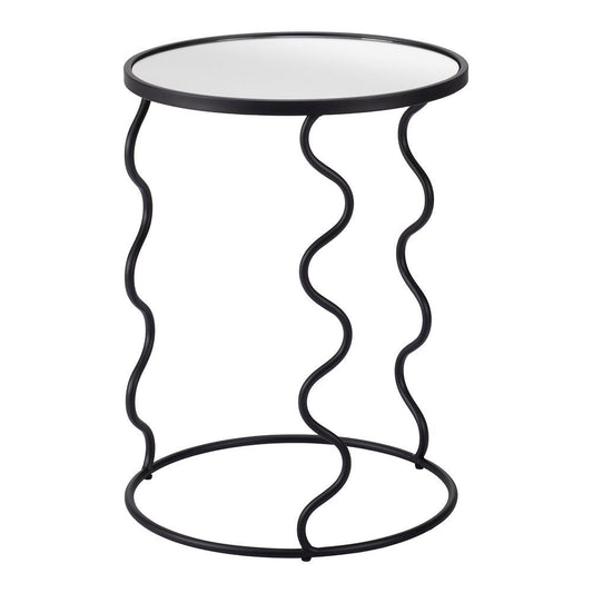 Mesa Auxiliar para Coworking - ZUO BASTIA - Negro - Cubierta de Espejo y Estructura de Acero Pintado - 109834 - Zuo - NOGAL BEAT - Mesa Comercial Interior