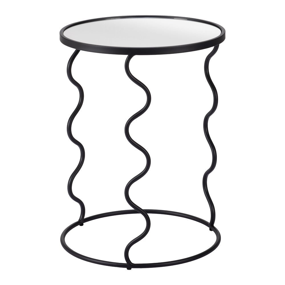 Mesa Auxiliar para Coworking - ZUO BASTIA - Negro - Cubierta de Espejo y Estructura de Acero Pintado - 109834 - Zuo - NOGAL BEAT - Mesa Comercial Interior
