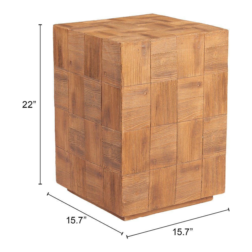 Mesa Auxiliar para Coworking - ZUO CETKA - Natural - Cubierta de Metal Símil Madera y Estructura de Metal - 110190 - Zuo - NOGAL BEAT - Mesa Comercial Interior