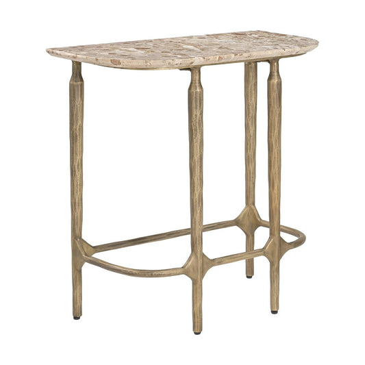 Mesa Auxiliar para Habitación de Hotel - ZUO ROCHESTER - Varios Colores - Cubierta de Mármol Natural y Estructura de Hierro Forjado - 111292 - Zuo - NOGAL BEAT - Mesa Comercial Interior