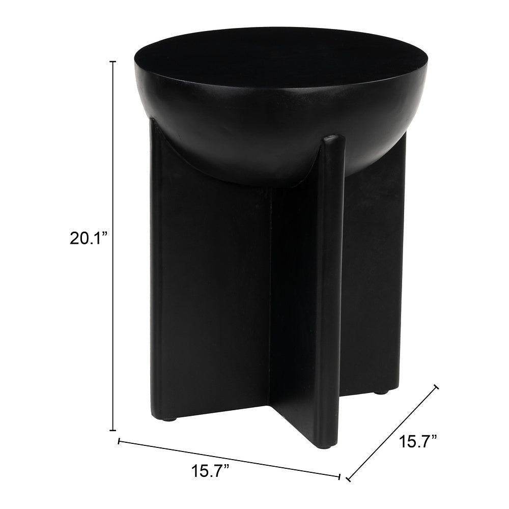 Mesa Auxiliar para Habitación de Hotel - ZUO TUME - Negro - Cubierta de Madera de Mango Pintada y Estructura de Madera de Mango - 110239 - Zuo - NOGAL BEAT - Mesa Comercial Interior