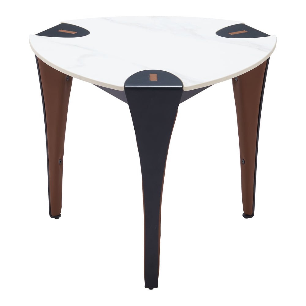 Mesa Auxiliar para Recepción - ZUO BOGEY - Multicolor - Cubierta de Piedra Sinterizada Símil Mármol y Estructura de Acero con Recubrimiento en Polvo - 110347 - Zuo - NOGAL BEAT - Mesa Comercial Interior