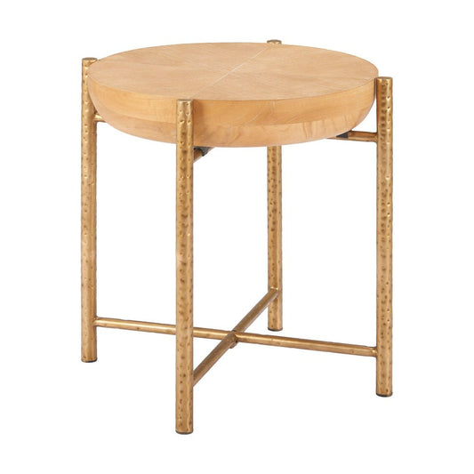 Mesa Auxiliar para Recepción - ZUO HALVA - Natural - Cubierta de MDF con Chapa de Madera y Estructura de Acero Martillado - 110748 - Zuo - NOGAL BEAT - Mesa Comercial Interior