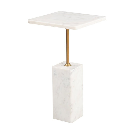 Mesa Auxiliar para Sala de Espera - ZUO NAHT - Blanco - Cubierta de Mármol Natural y Estructura de Hierro - 110672 - Zuo - NOGAL BEAT - Mesa Comercial Interior