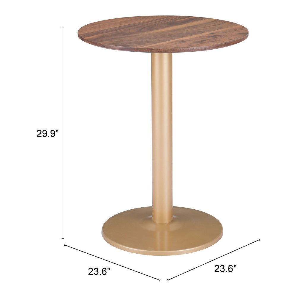 Mesa Bistró para Hotel - ZUO ALTO 60x60 101571 - Varios Colores - Cubierta de MDF Símil Madera y Estructura de Acero con Recubrimiento en Polvo - 101571 - Zuo - NOGAL BEAT - Mesa Comercial Interior