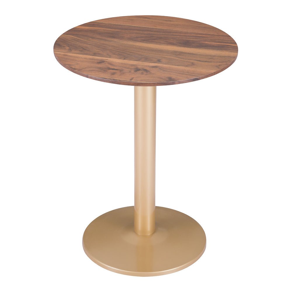 Mesa Bistró para Hotel - ZUO ALTO 60x60 101571 - Varios Colores - Cubierta de MDF Símil Madera y Estructura de Acero con Recubrimiento en Polvo - 101571 - Zuo - NOGAL BEAT - Mesa Comercial Interior