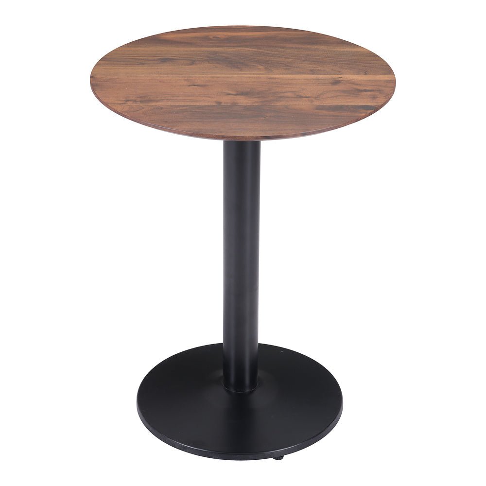 Mesa Bistró para Hotel - ZUO ALTO 60x60 101740 - Varios Colores - Cubierta de MDF Símil Madera y Estructura de Acero con Recubrimiento en Polvo - 101740 - Zuo - NOGAL BEAT - Mesa Comercial Interior