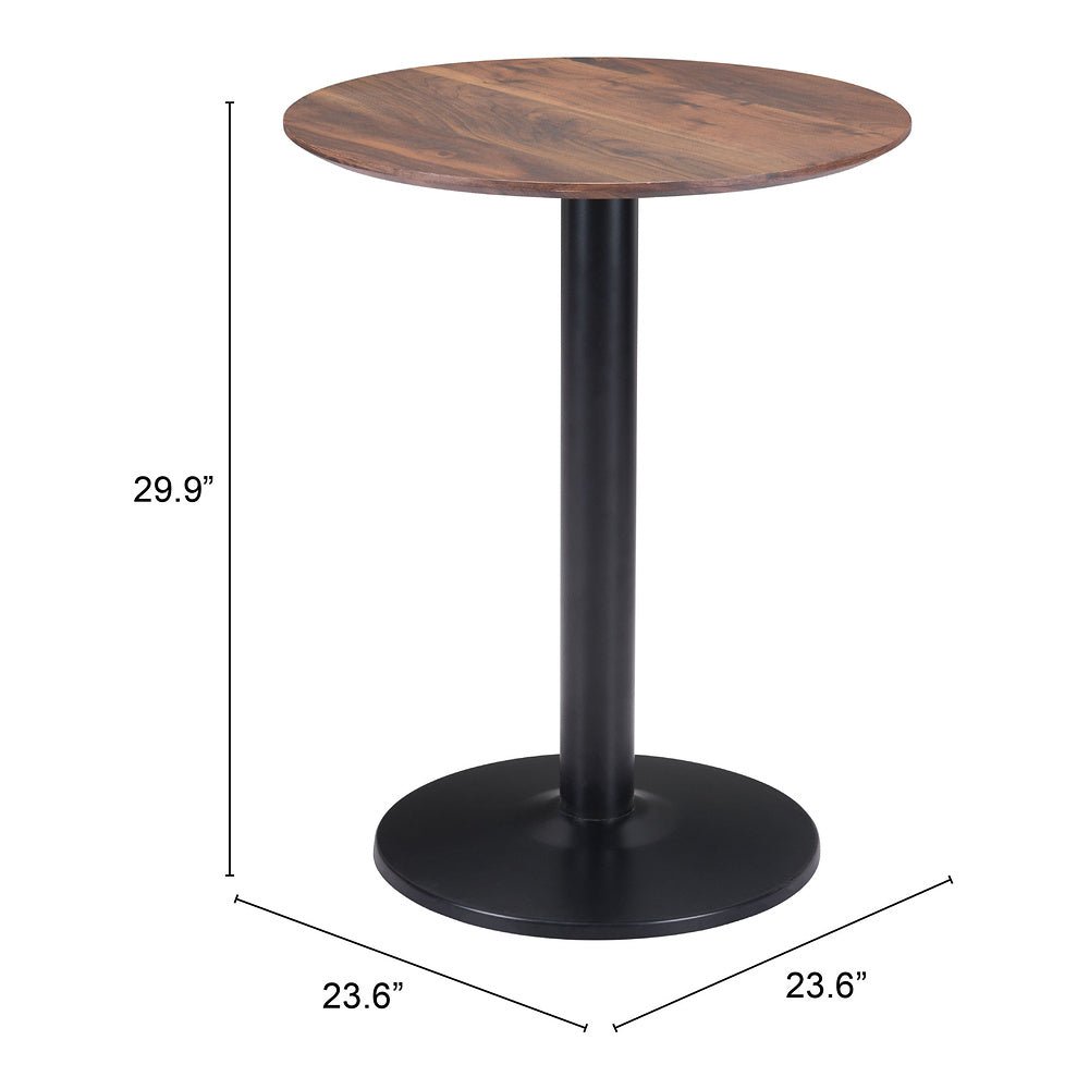 Mesa Bistró para Hotel - ZUO ALTO 60x60 101740 - Varios Colores - Cubierta de MDF Símil Madera y Estructura de Acero con Recubrimiento en Polvo - 101740 - Zuo - NOGAL BEAT - Mesa Comercial Interior