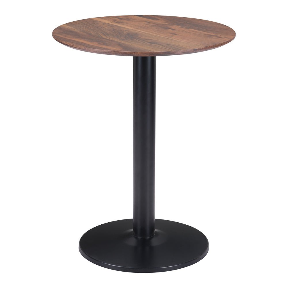 Mesa Bistró para Hotel - ZUO ALTO 60x60 101740 - Varios Colores - Cubierta de MDF Símil Madera y Estructura de Acero con Recubrimiento en Polvo - 101740 - Zuo - NOGAL BEAT - Mesa Comercial Interior