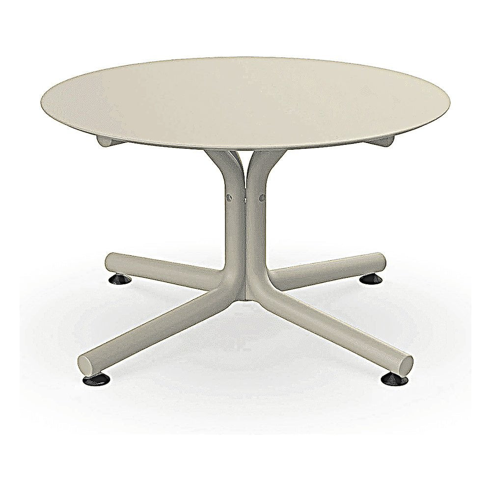 Mesa Comercial Baja al Aire Libre Circular - RESOL BINI HPL LOUNGE - Varios Colores - Protección UV y Tablero HPL - 06083 - Resol - NOGAL BEAT - Mesa Comercial Exterior