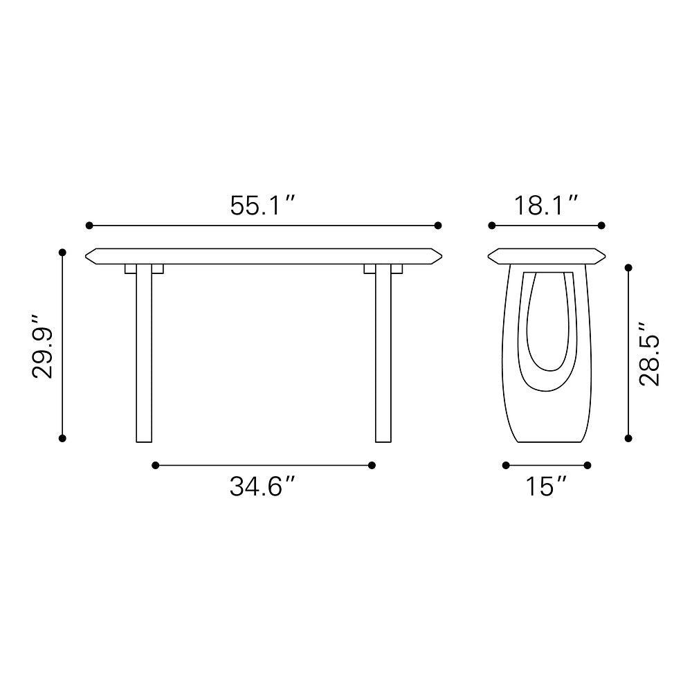 Mesa Consola para Coworking - ZUO ARASAN - Negro - Cubierta de Madera de Acacia Pintada y Estructura de Madera de Acacia - 110226 - Zuo - NOGAL BEAT - Mesa Comercial Interior